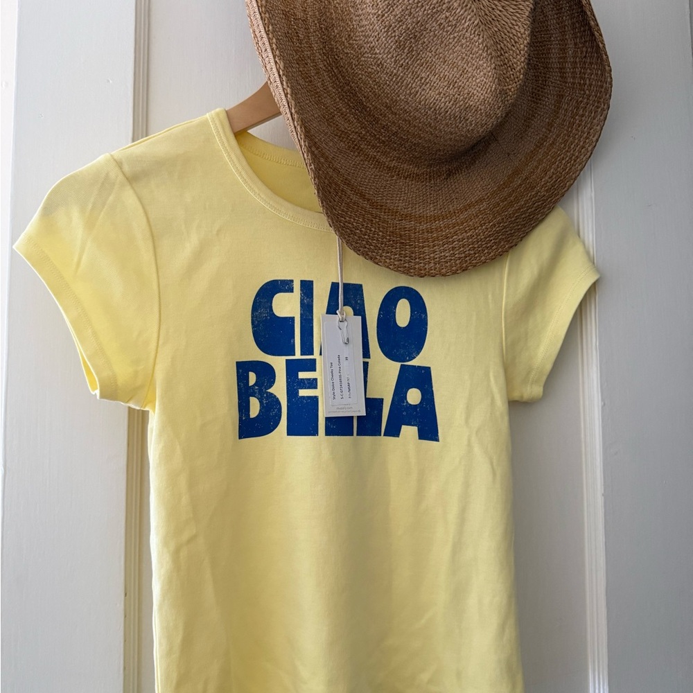 Yellow 'Ciao Bella' Baby Tee- Z Supply